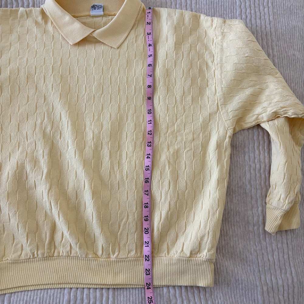 Vintage Cotton to the Core Buttercream Yellow Basketweave Knit Sweater Sz M - Picture 8 of 8